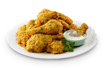 Deep-fried BHC chicken dish with jalapeño poppers and tableware, featuring menu item '뿌링클' in fast food cuisine.