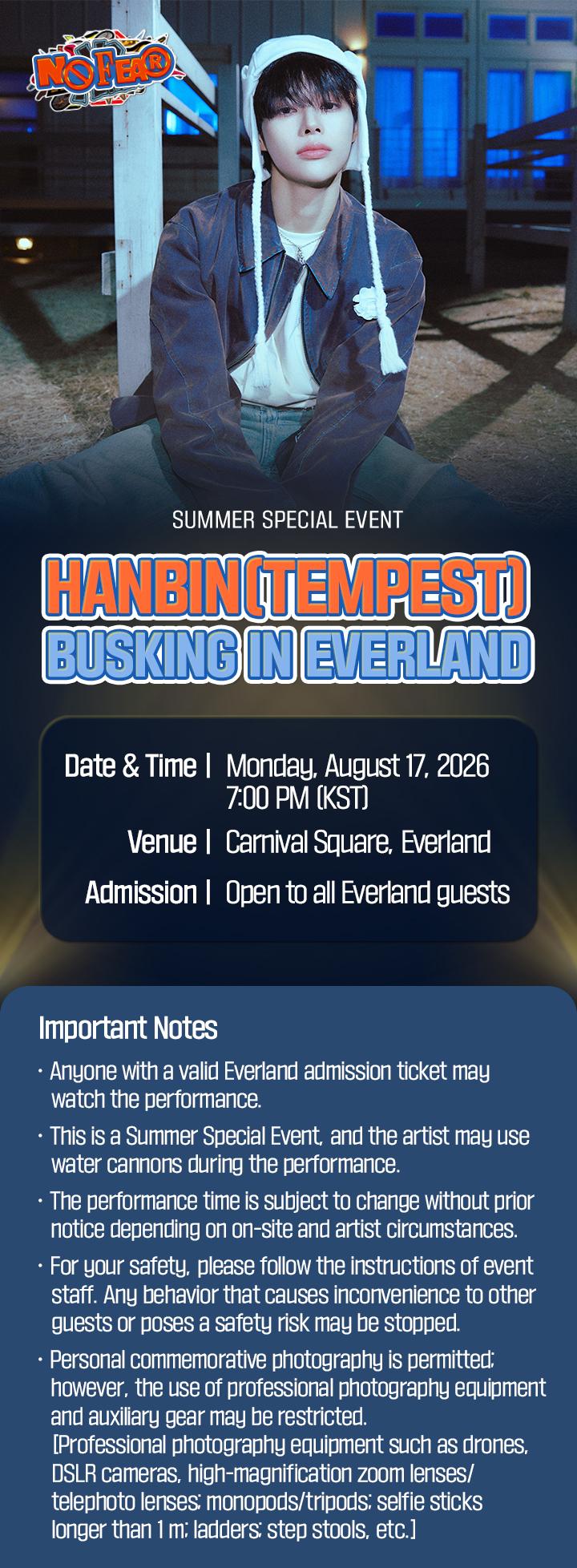 HANBIN (TEMPEST) Busking in Everland notice