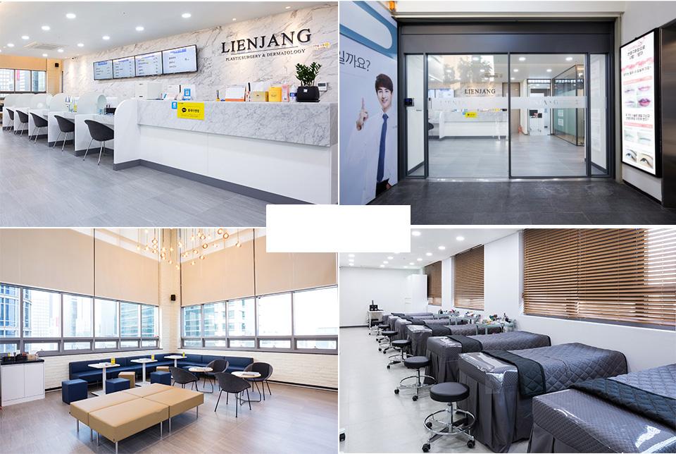 Permanent eyebrow and skincare treatment at a modern interior clinic in Hongdae, Korea.