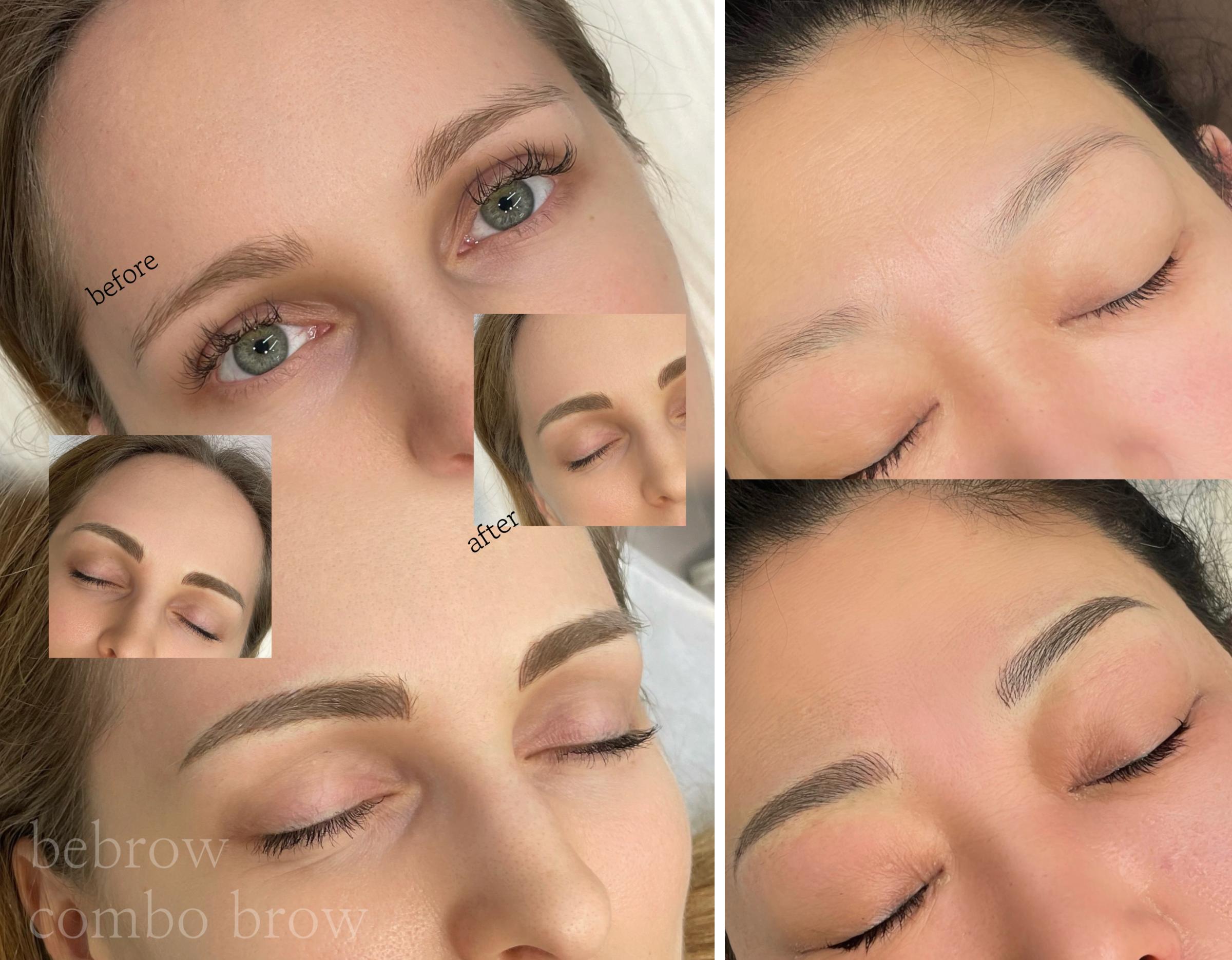 close-up of a client's closed eye and natural eyebrow after eyebrow treatment at 비브로우 홍대 | 눈썹&속눈썹 전문샵