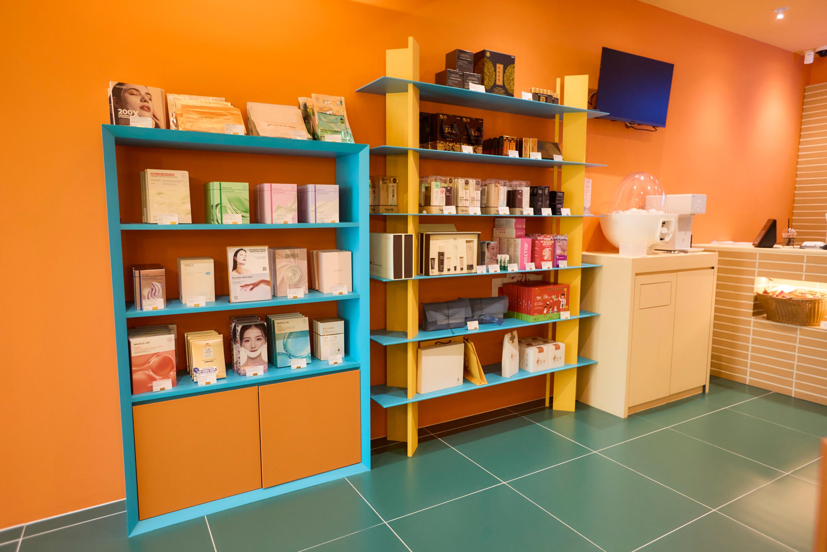 Pharmacy product shelves