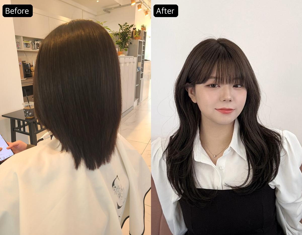 샤인수 붙임머리 비포 애프터 1