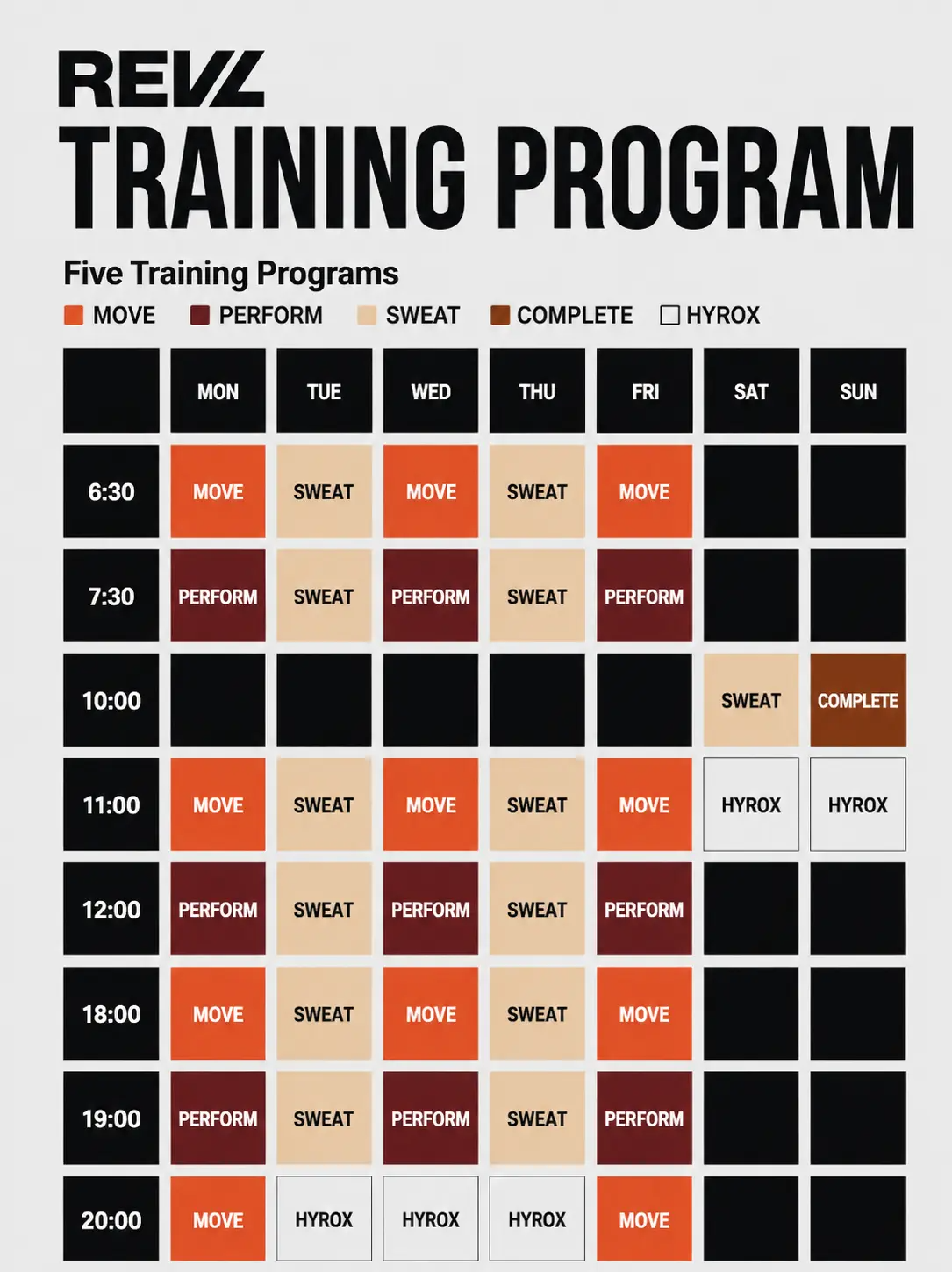 REVL Training 江南 每週課表