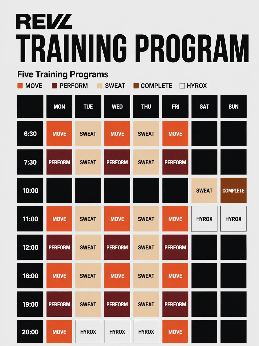 REVL Training Gangnam Weekly Schedule