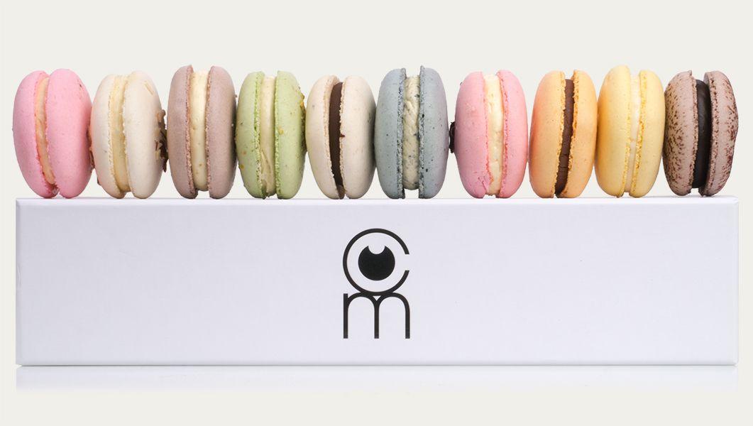 Colorful macarons and a feather decorate a Cookie Monster product in Seoul.