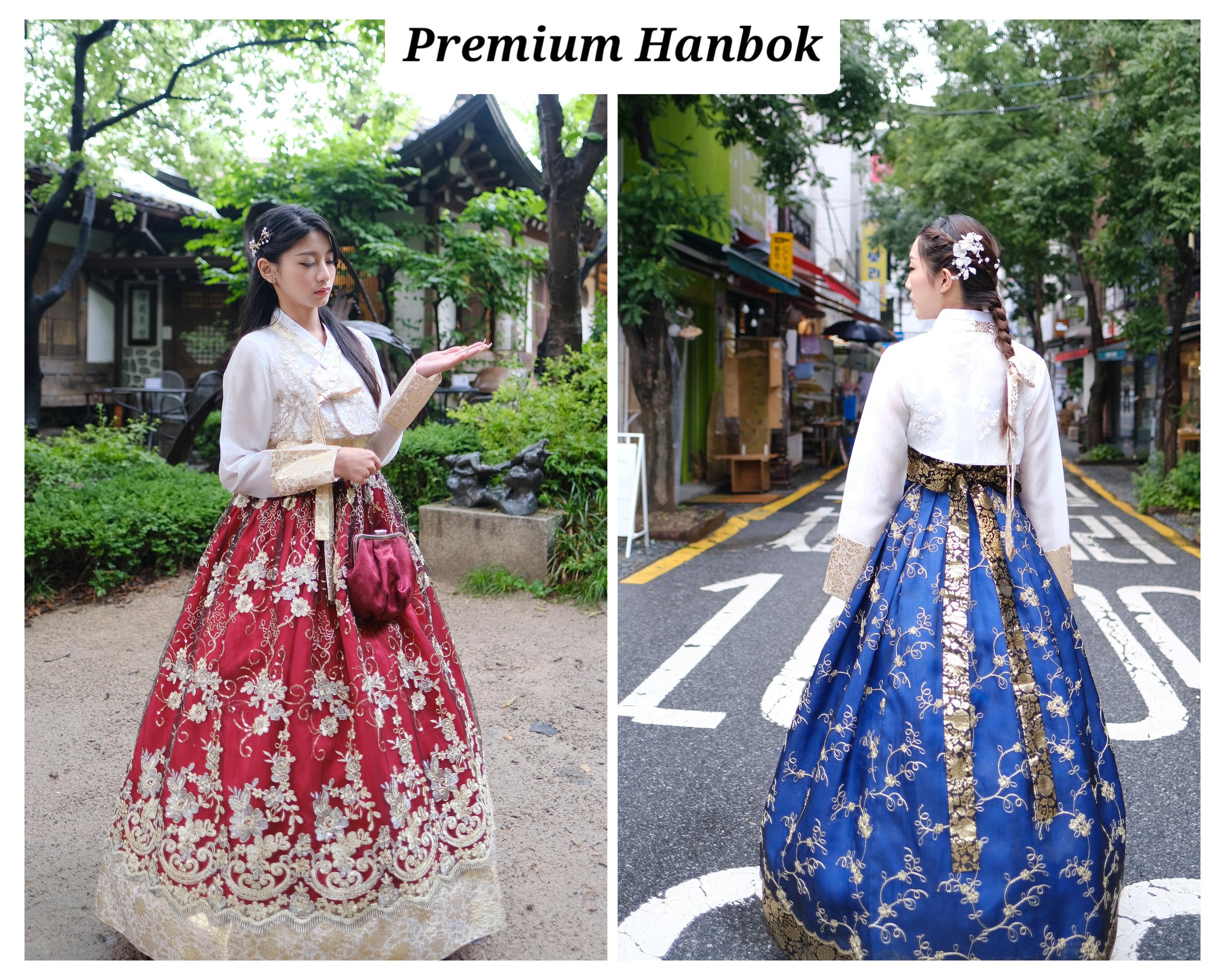 Hanbok nữ thêu cao cấp - Xanh ngọc - Trang phục biểu diễn Hoa Mai