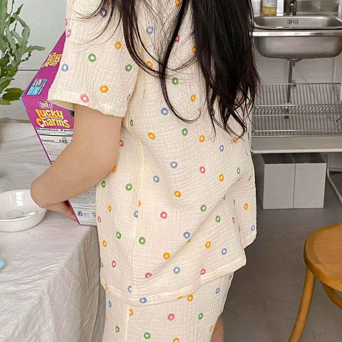 彩虹牛奶麥片短袖睡衣套裝