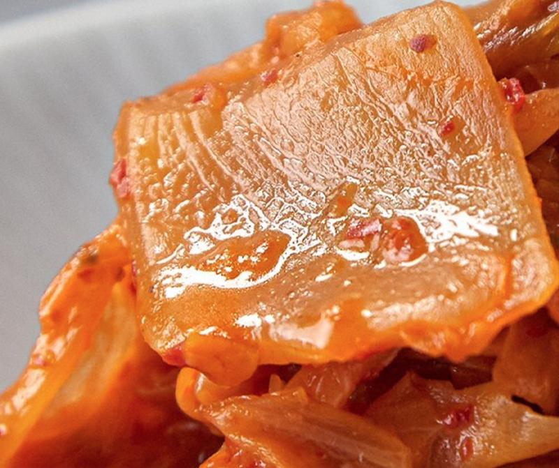 close up on kimchi