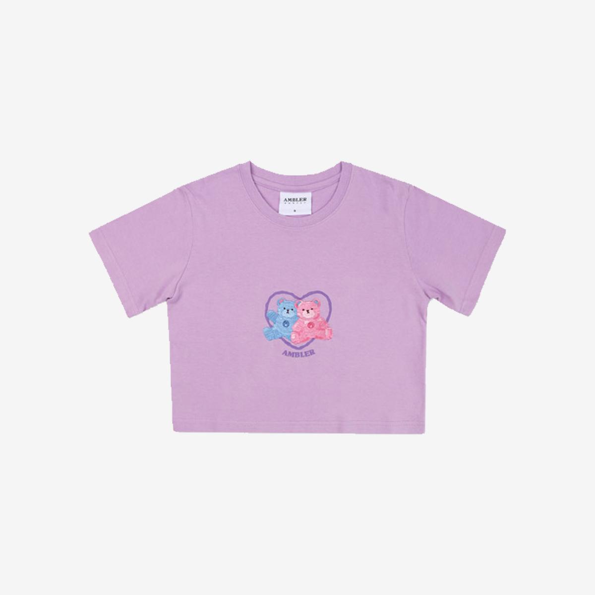 愛心小熊短袖T恤（紫色）