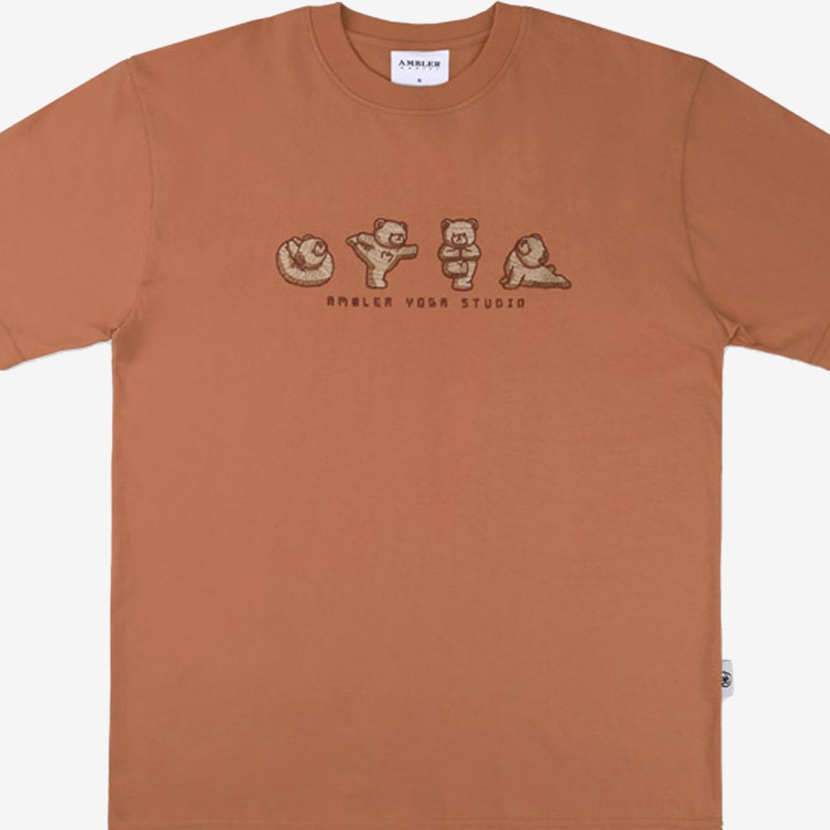 瑜珈小熊短袖T恤（咖啡色）