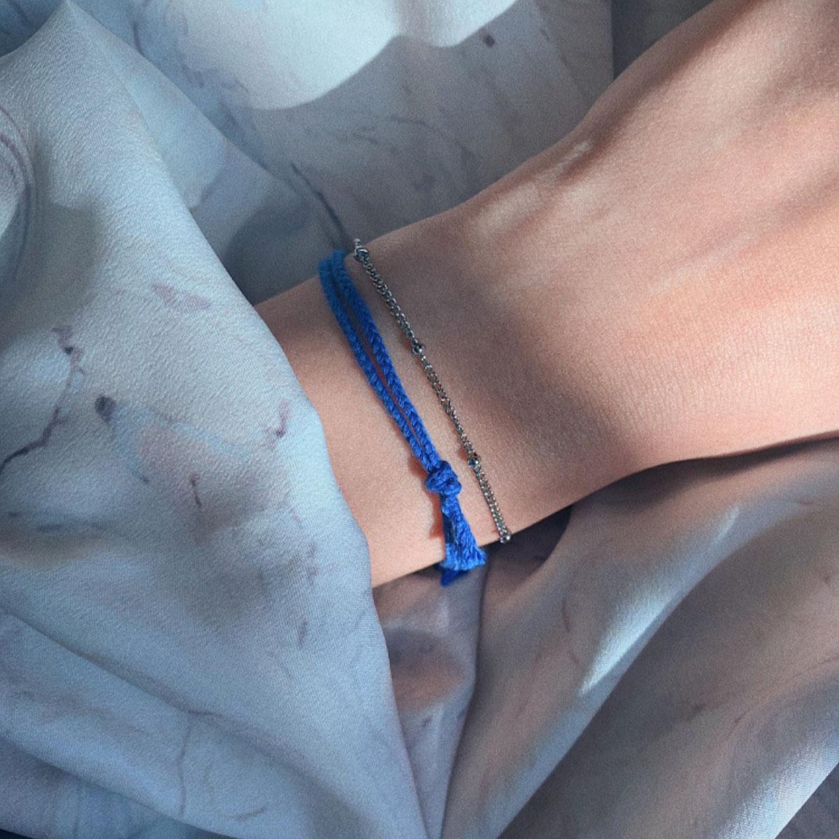 ⟪BTS V同款⟫編織手環（SINGLE ORIGINAL）（藍色）