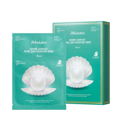 korean brand JW Solution Marine Luminous Pearl Deep Moisture Mask box and individual pack