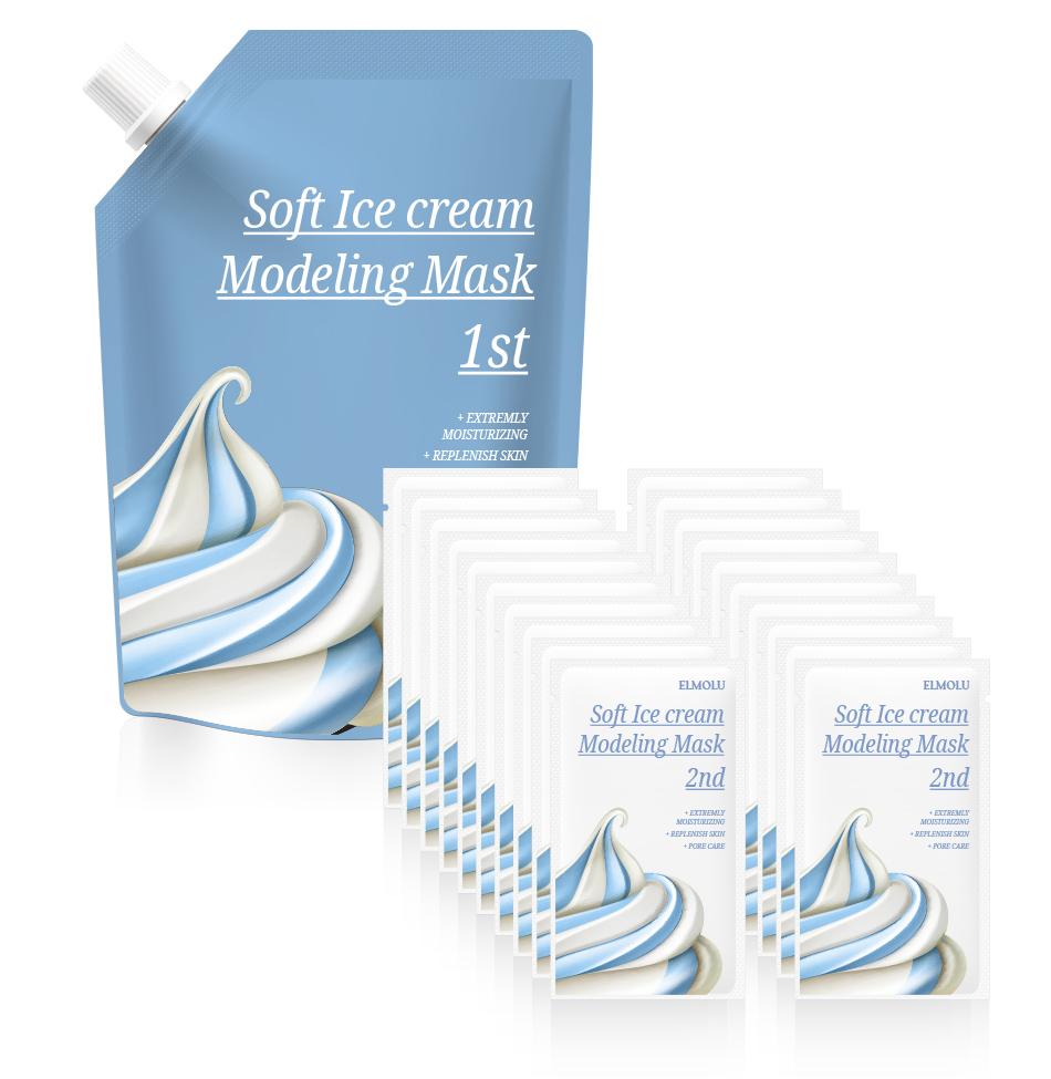 inside contents of korean brand elmolu's soft icecream modeling mask pack