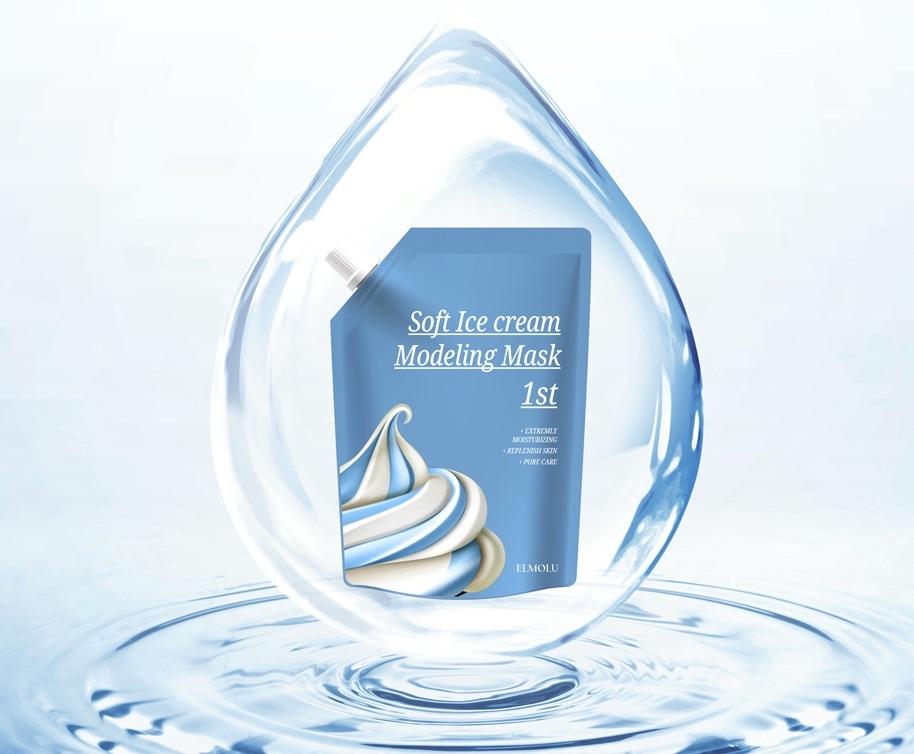 Korean brand elmolu soft icecream modeling mask in a drop of water