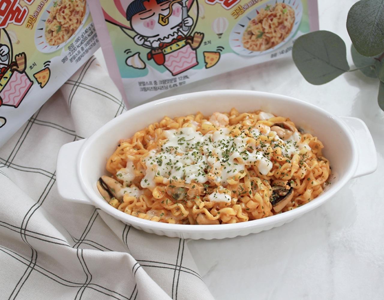 korean brand samyang buldak stirfried noodles cream carbo prepared