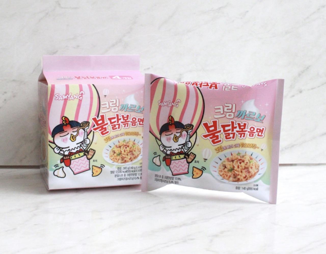 korean brand samyang buldak stirfried noodles cream carbo packaging