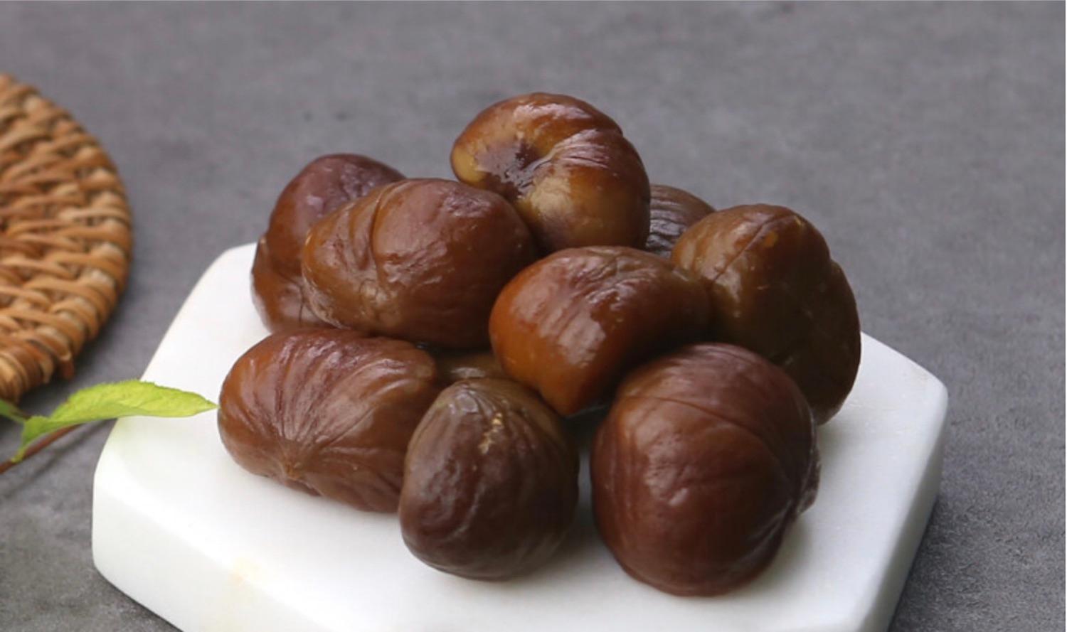 peeled chestnuts on a plate