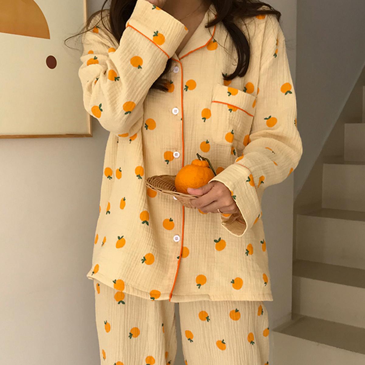 橘子長袖睡衣套裝