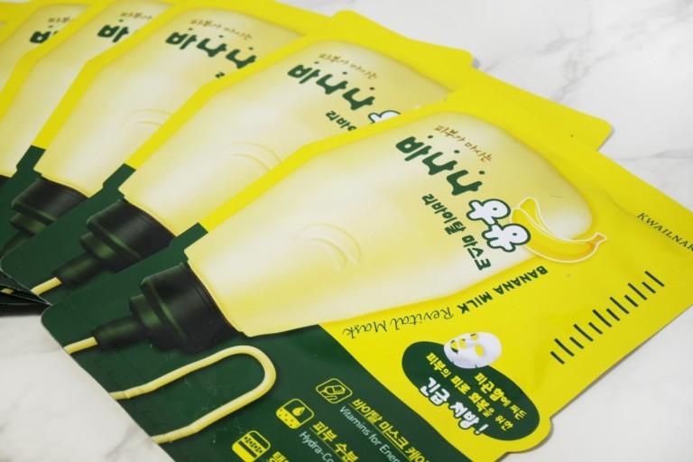 Korean brand kwailnara's banana milk revital masks