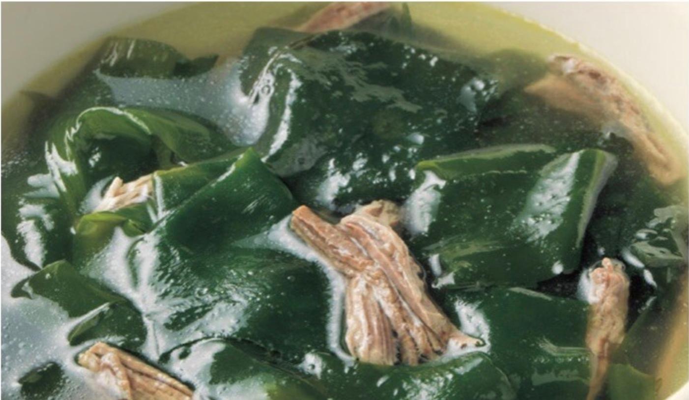 closeup of korean beef seaweed soup 