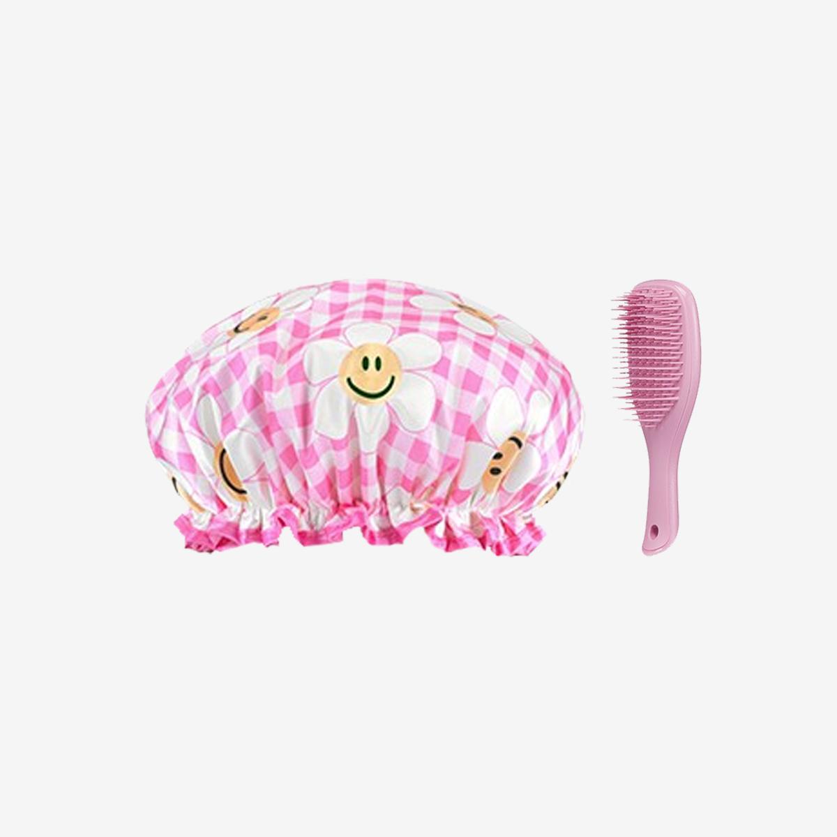 Tangle Teezer Wet Detangler Mini Brush Shower Cap Set (Pink)