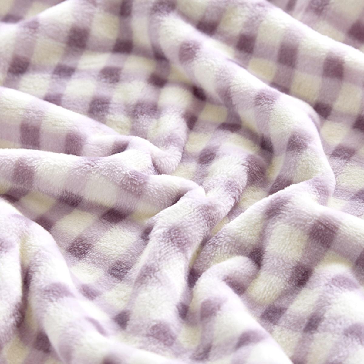 格紋造型 類貂毛極細纖維毛毯（薰衣草紫）