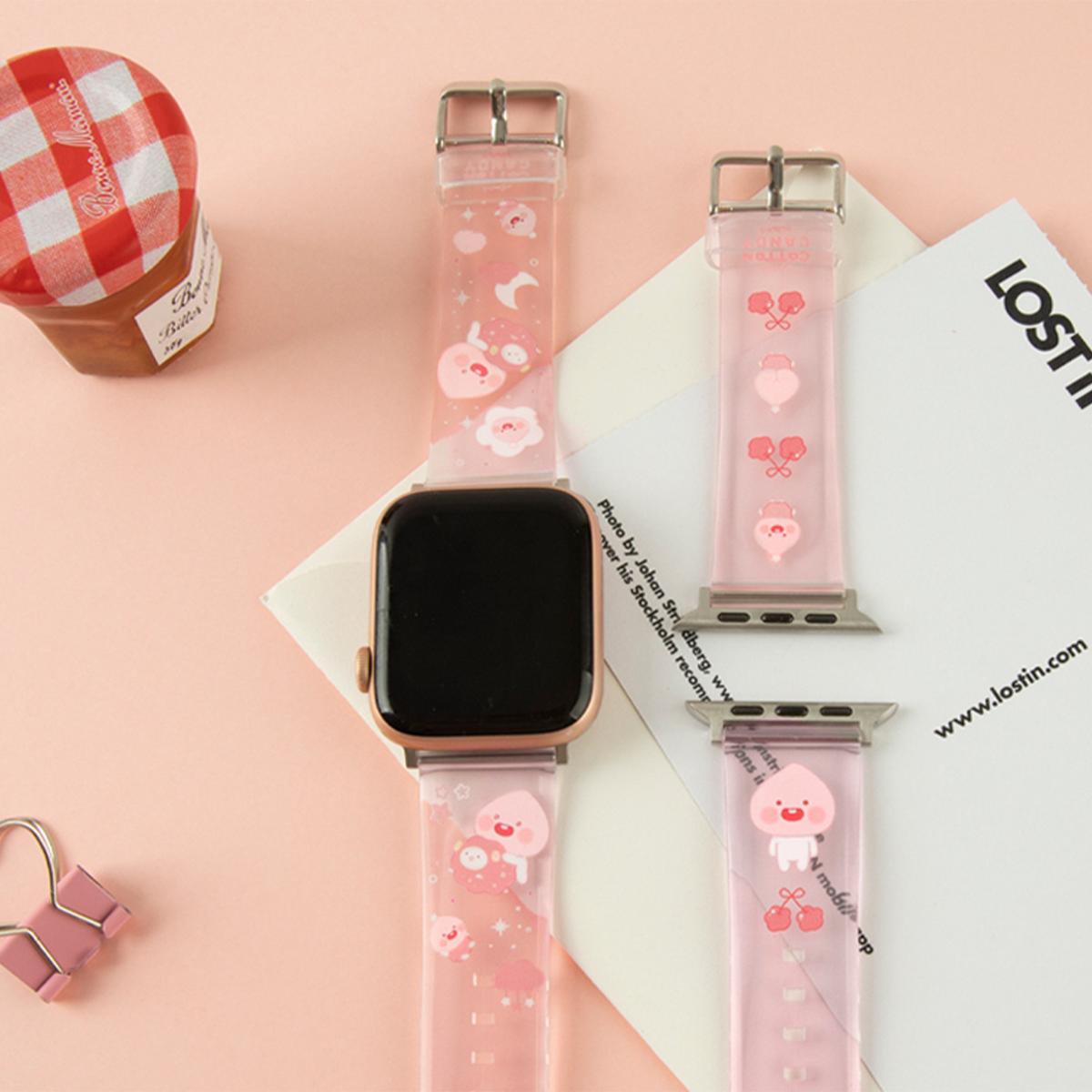 KAKAO FRIENDS Apple Watch矽膠錶帶（花漾屁桃）