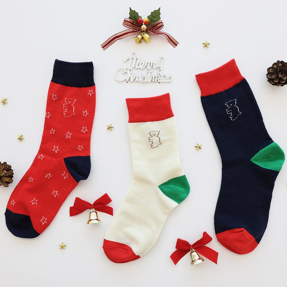 聖誕襪禮盒三件組（聖誕節快樂）
