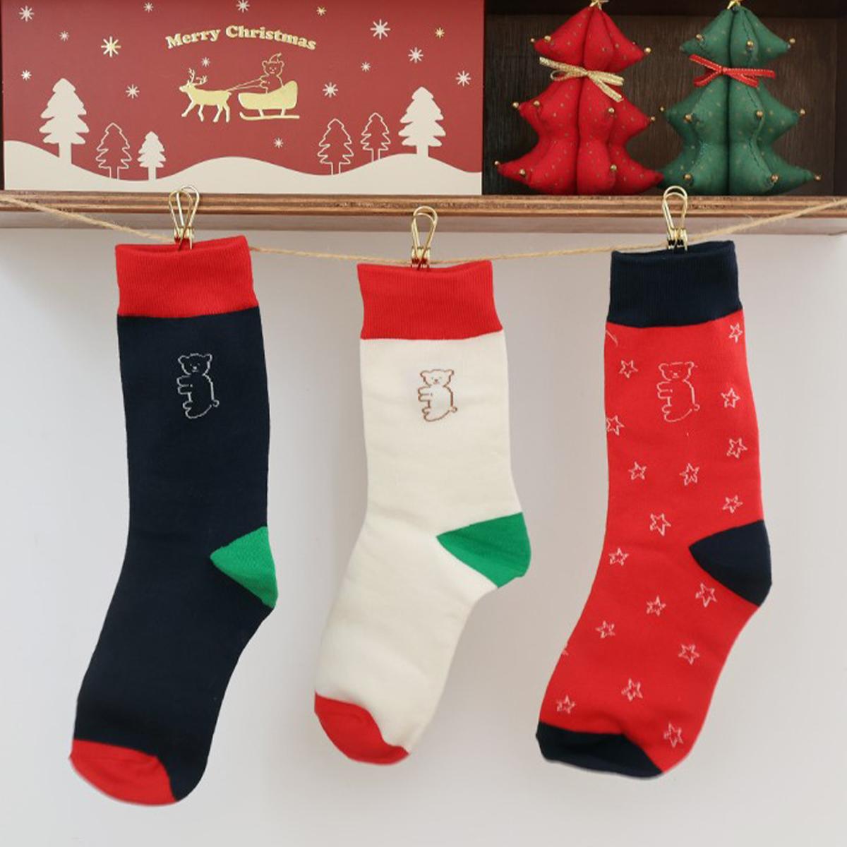 聖誕襪禮盒三件組（聖誕節快樂）