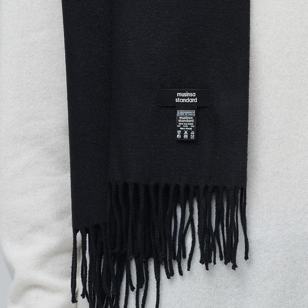 BIG SIZE 素色圍巾（黑色）
