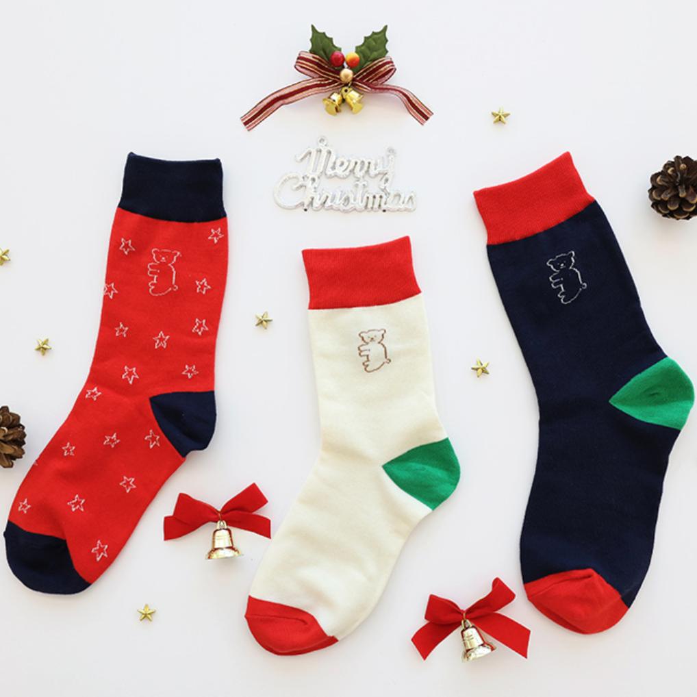 เซ็ตถุงเท้าคริสมาส ลาย Merry Christmas (3 คู่)