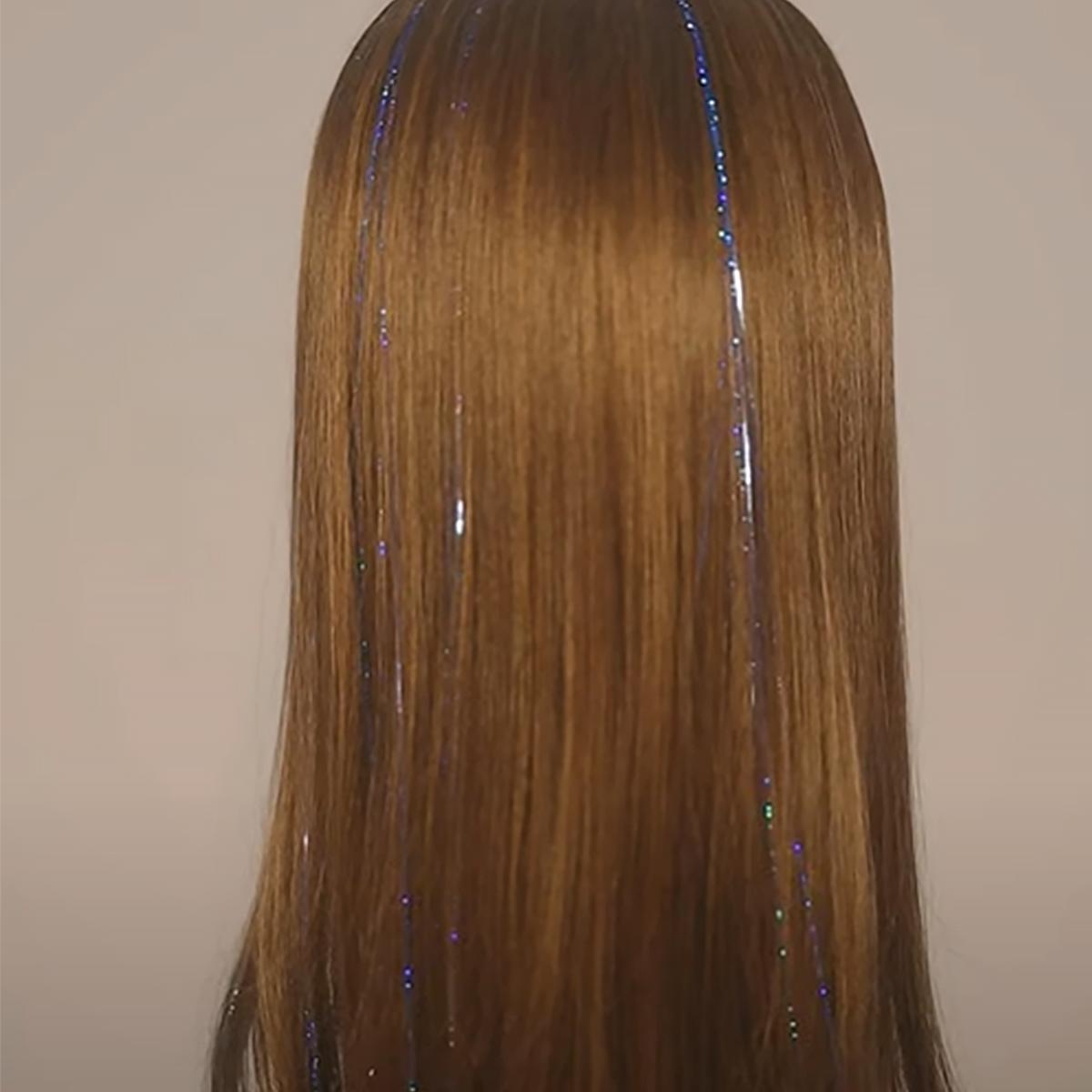 閃耀挑染直髮髮片（藍色）