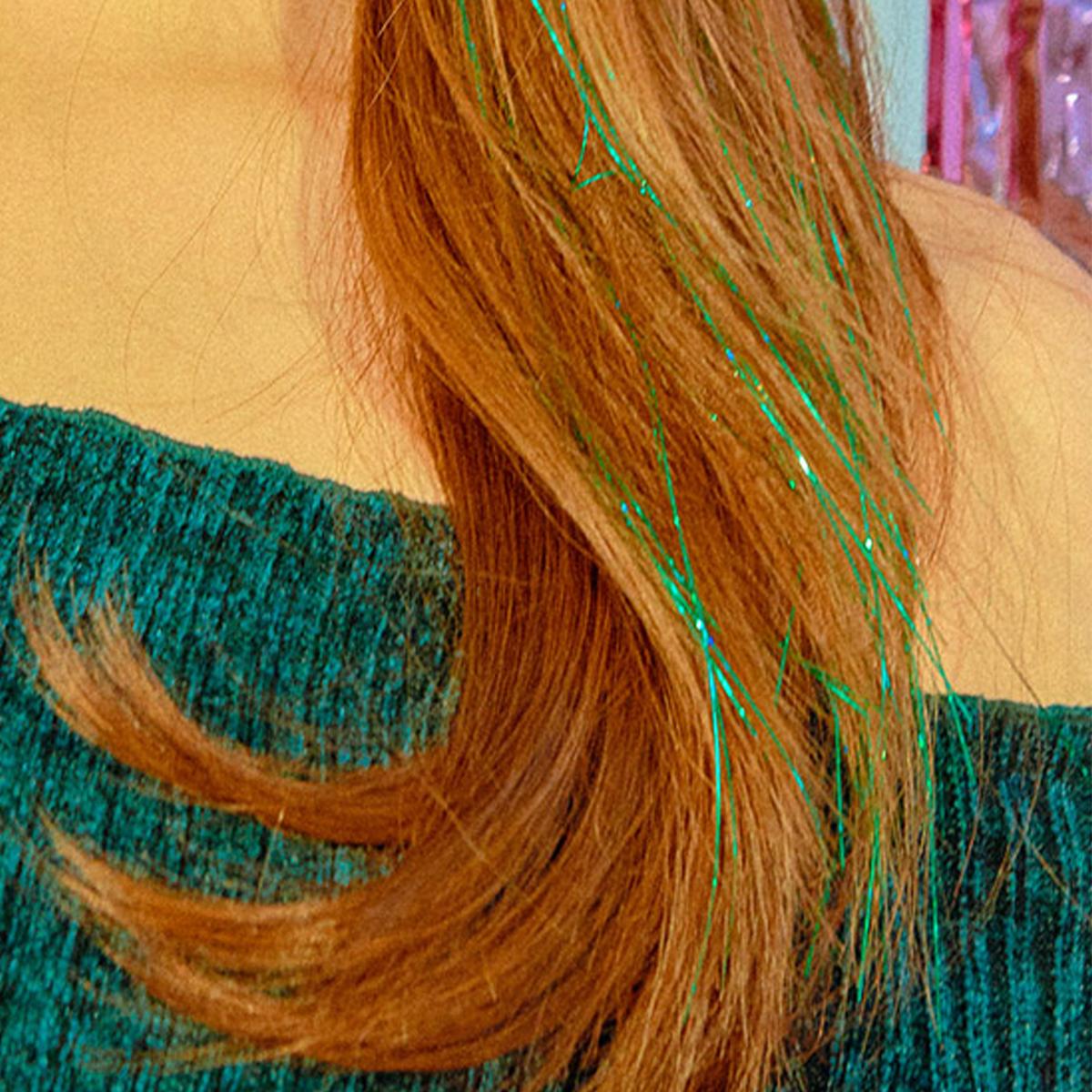 閃耀挑染直髮髮片（綠色）