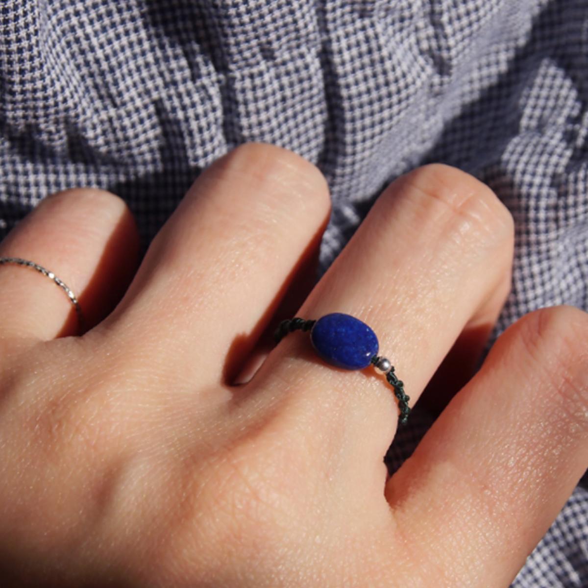 圓卵造型編織戒指（藍色）