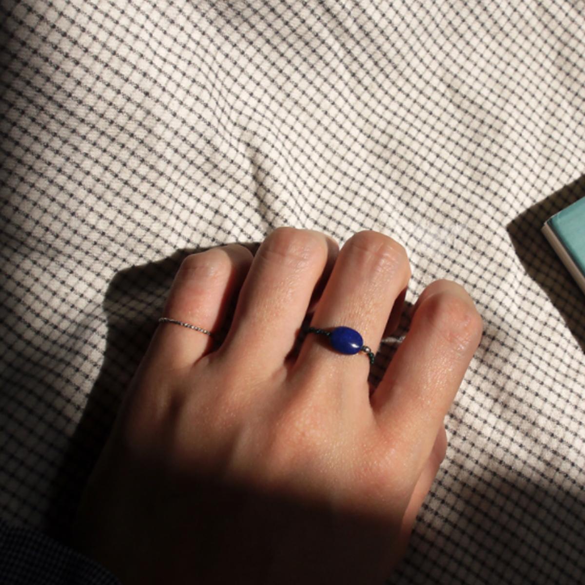 圓卵造型編織戒指（藍色）