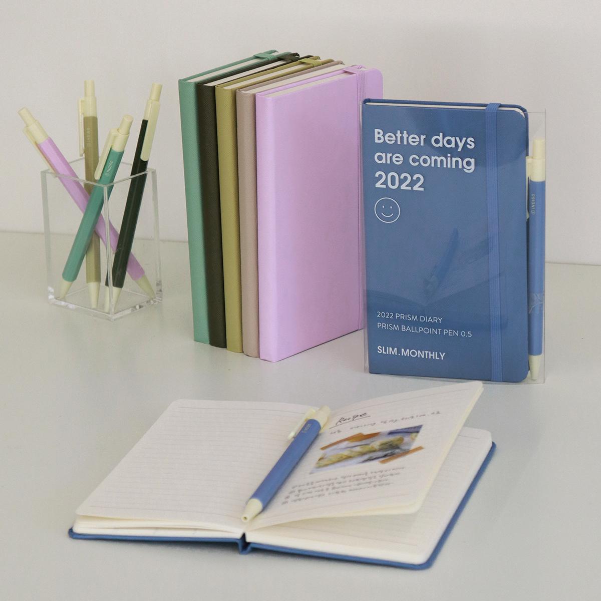 2022 Prism Slim Diary Ballpoint Pen Set - Monthly (Blue)