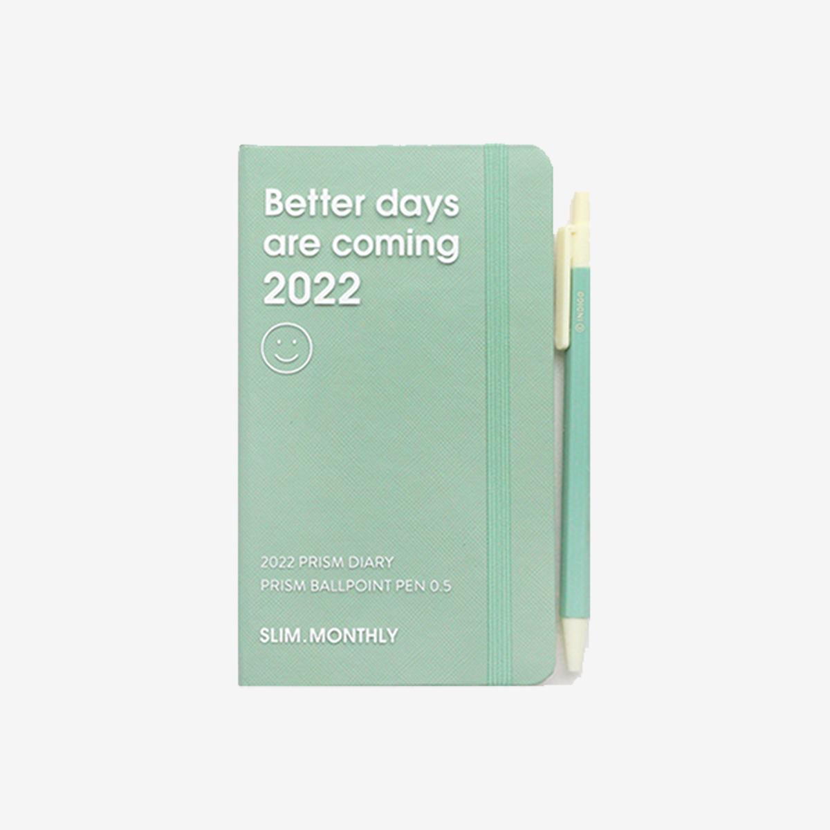 2022 Prism Slim Diary Ballpoint Pen Set - Monthly (Mint Latte)