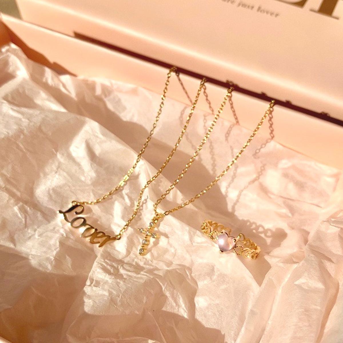 1990's Lover And Cross Necklace Set
