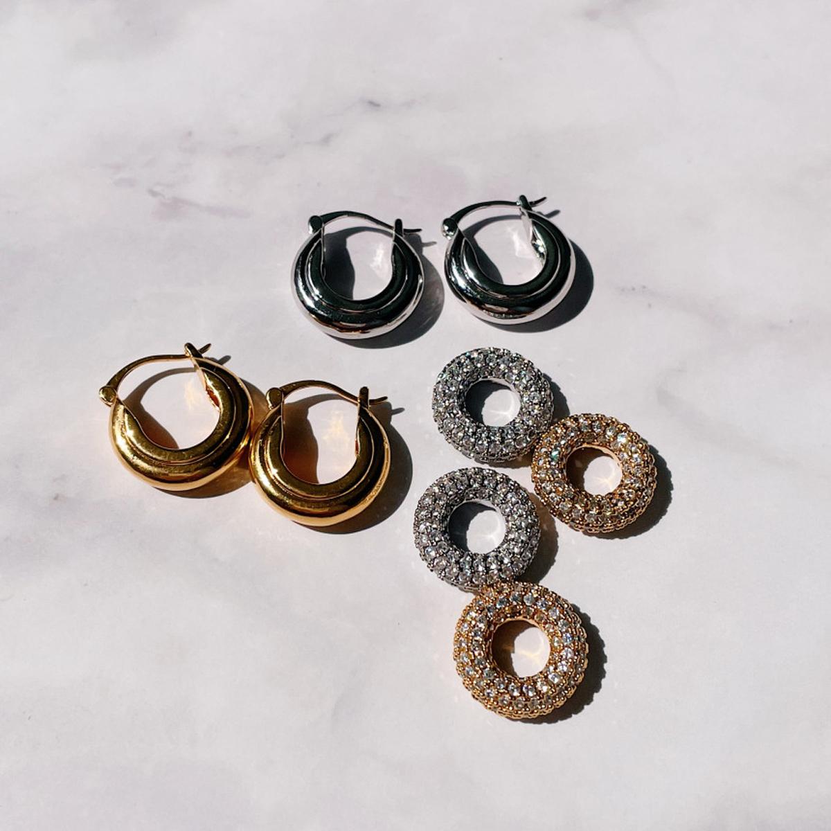Vera Double Cubic Earrings (Gold)