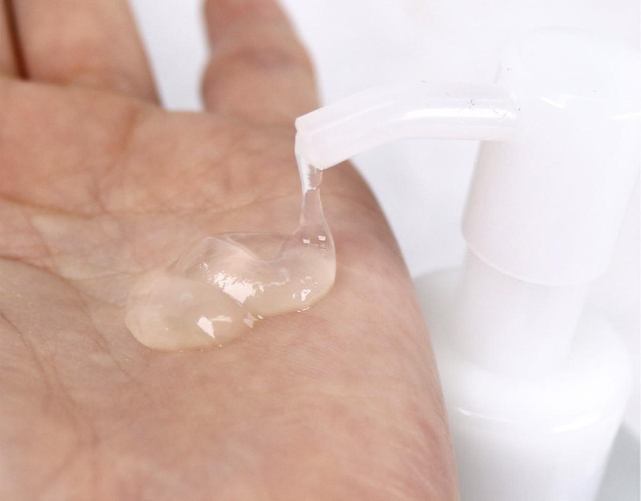 korean brand primera mild facial peeling gel pumped onto hand