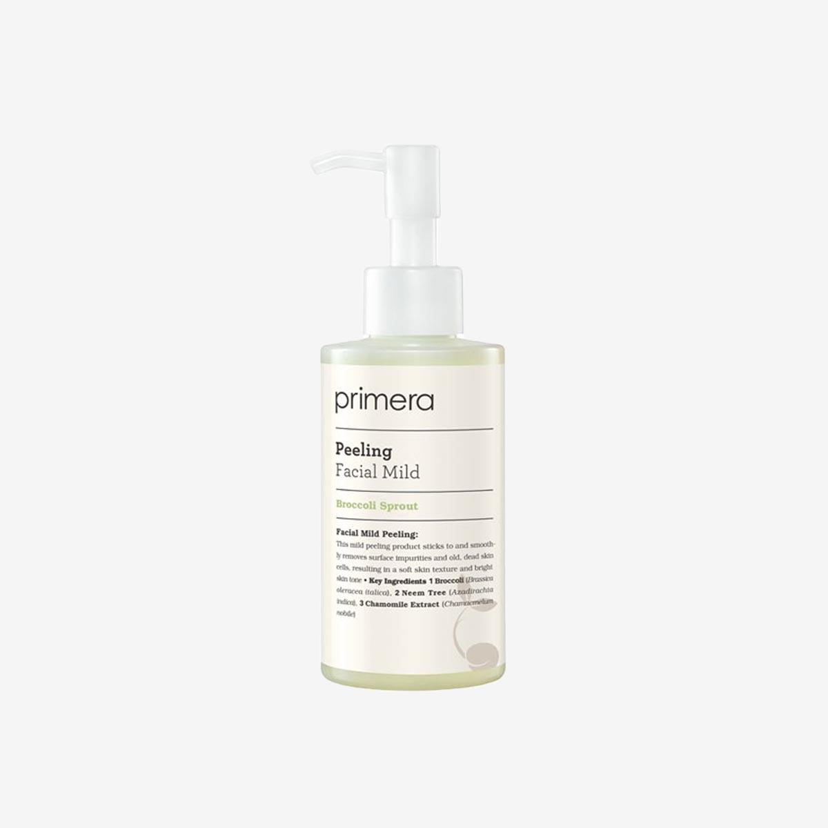 korean brand primera's mild facial peeling gel bottle with pump