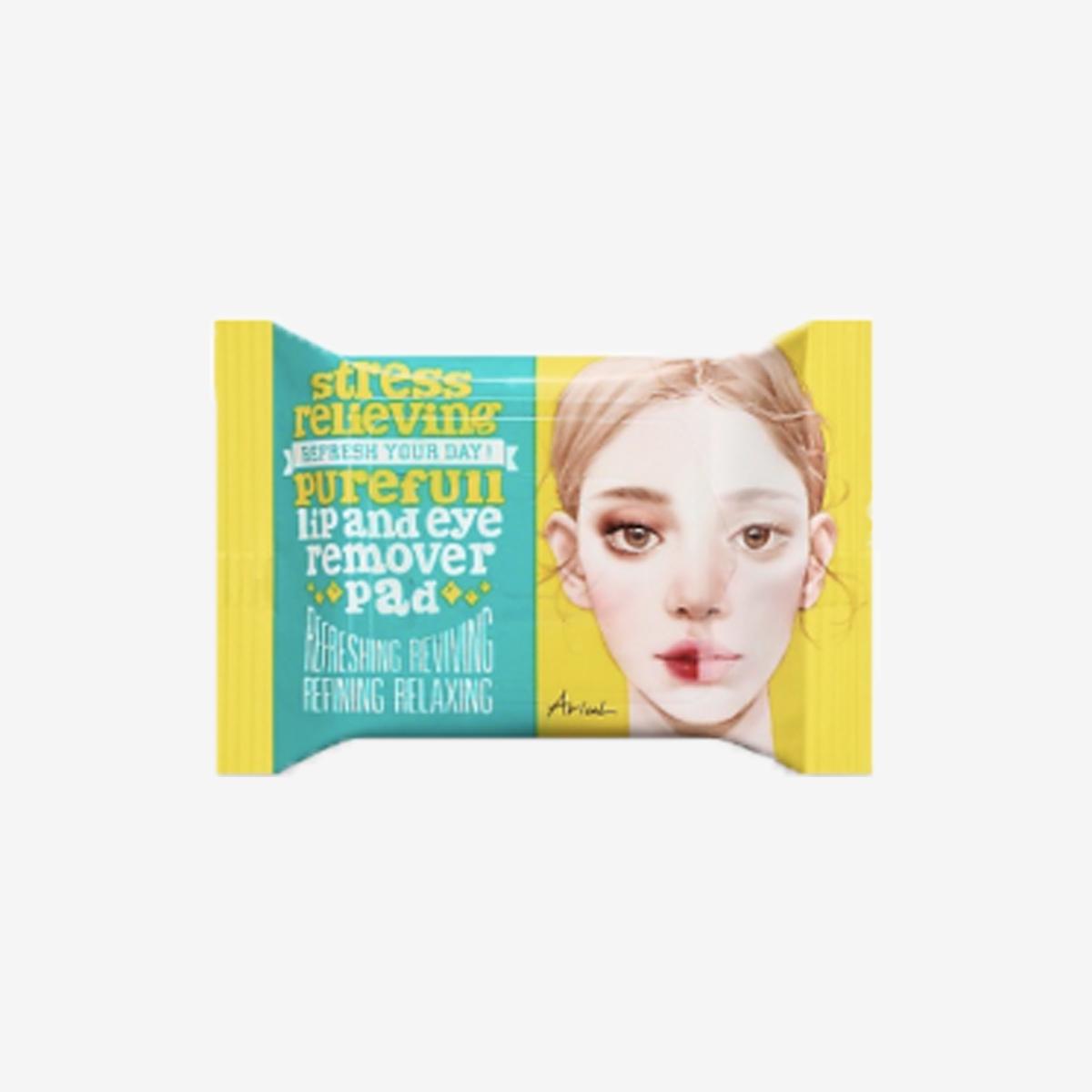 korean brand ariul's Stress Relieving Purefull Lip and Eye Remover Pad pack