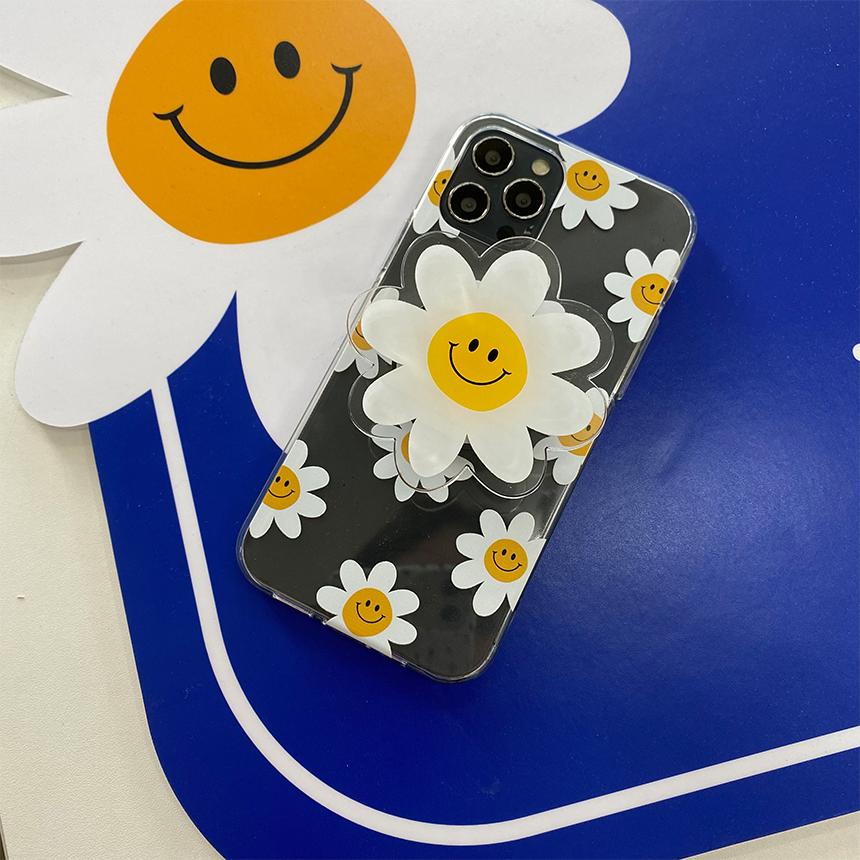 Smile Flower透明手機殼+手機托組合