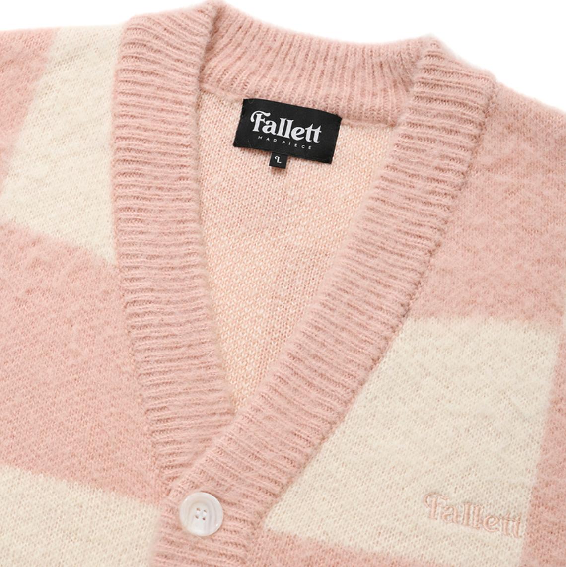 [IVE อีซอ/Straykids Felix] เสื้อคาร์ดิแกน Checker Board Mohair Knit สี Pink