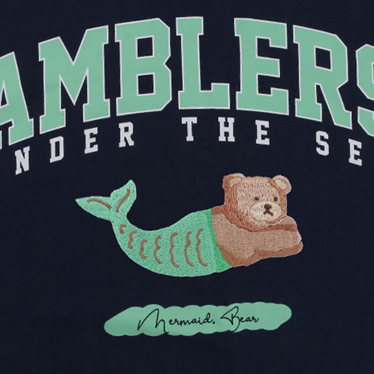 Mermaid Bear Over Fit T-Shirt (Navy)