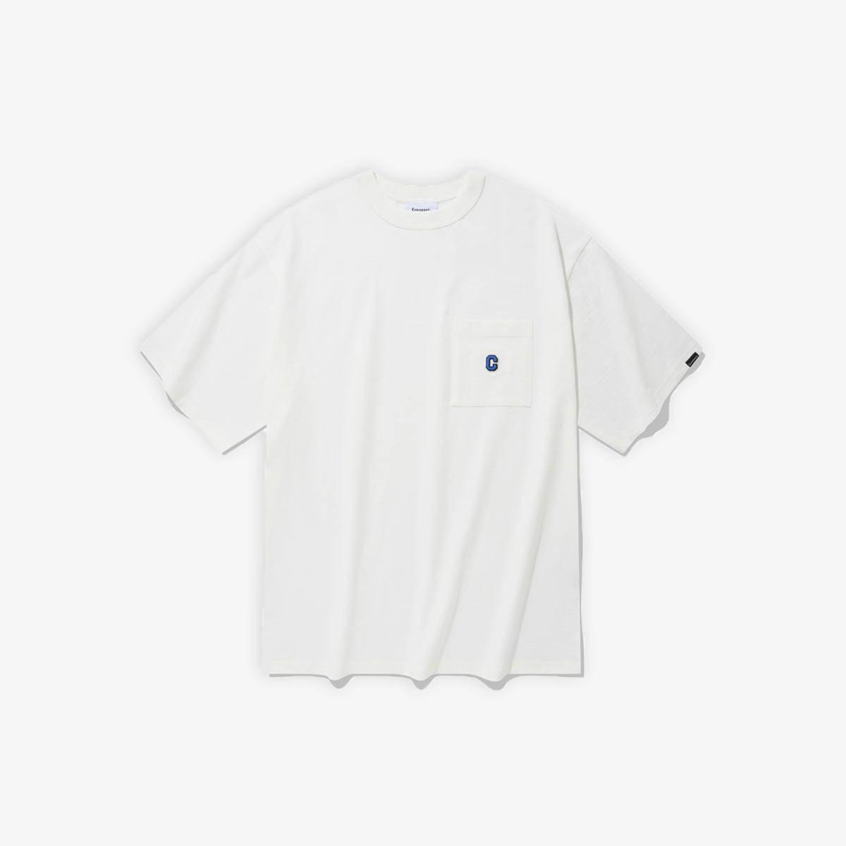 口袋刺繡C LOGO短袖T恤（白色）