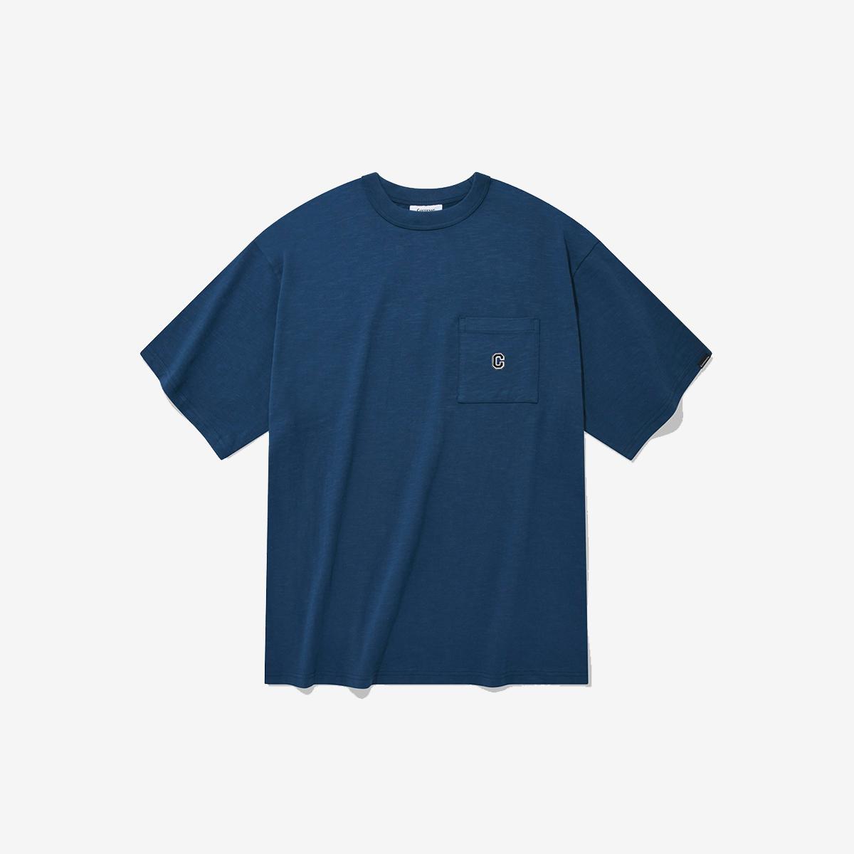 口袋刺繡C LOGO短袖T恤（藍色）