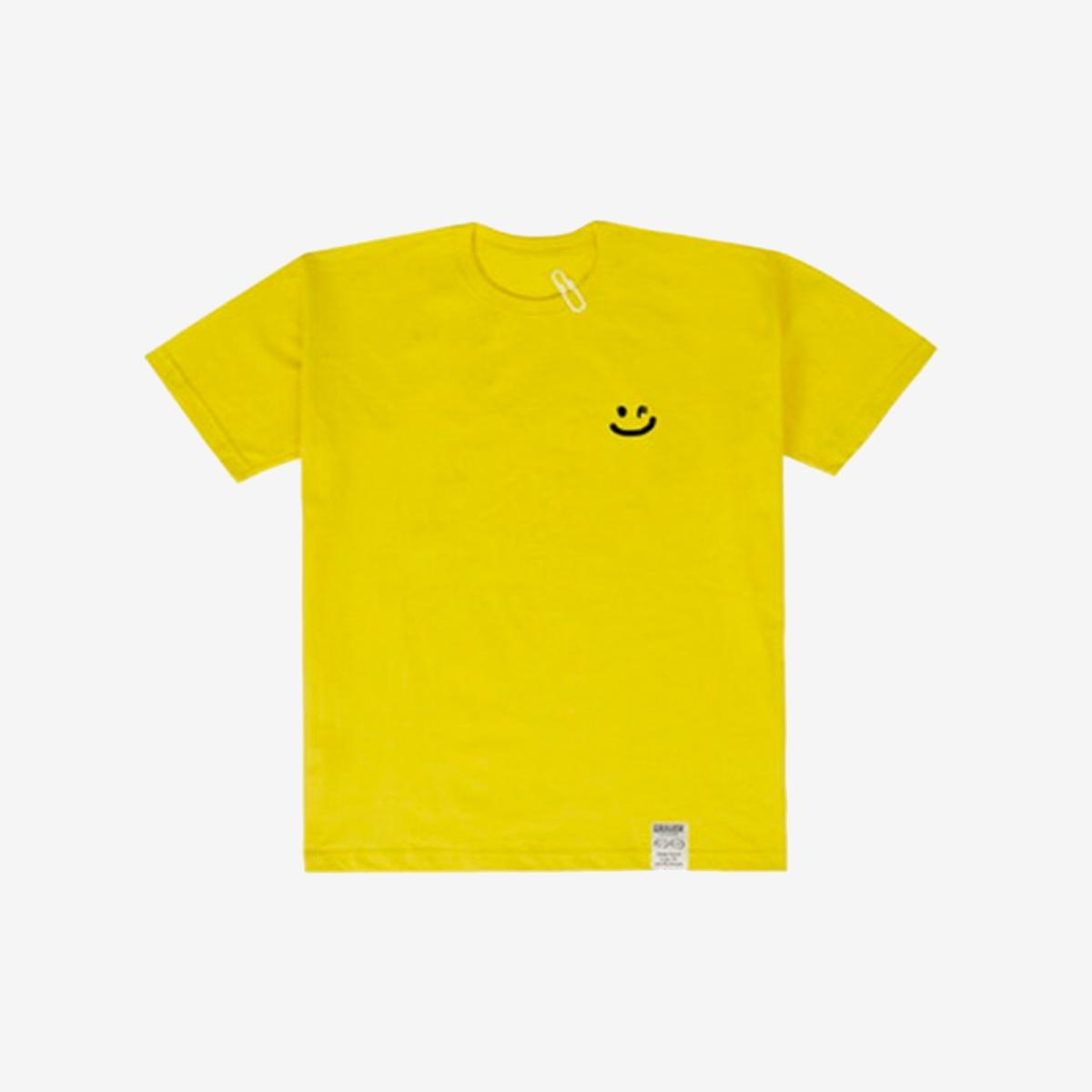 《二十五,二十一 金泰梨同款》笑臉塗鴉迴紋針短袖T恤（黃色）