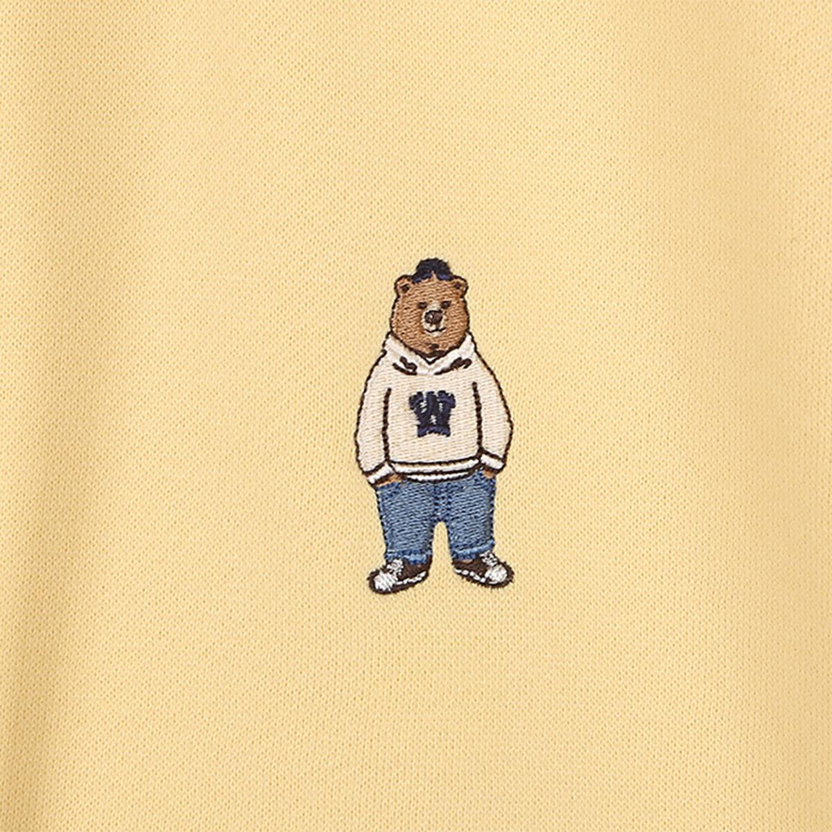 小熊寬鬆連帽拉鍊外套（黃色）