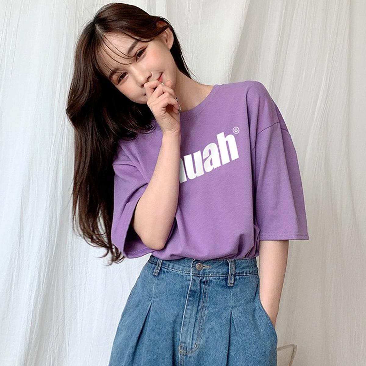 Balance Muah LOGO短袖T恤（淺紫色）